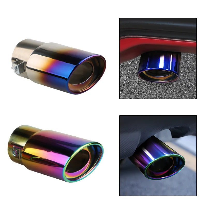 2.5" Stainless Steel Car Exhaust Muffler Tip – Chrome Rear Tail Pipe for Most Vehicles