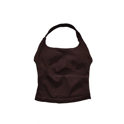 NCLAGEN Women’s Gym Halter Top - Longline Strappy Padded Tank for Yoga, Fitness, Running & Activewear Workouts