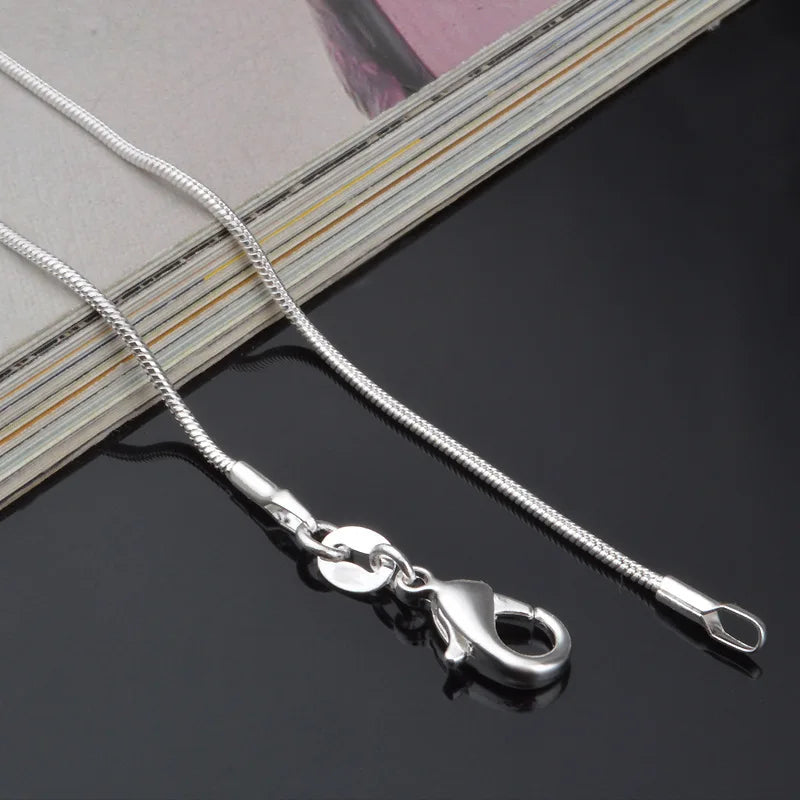 1MM 925 Sterling Silver Snake Chain Necklace – High-Quality Fashion Jewelry for Men & Women