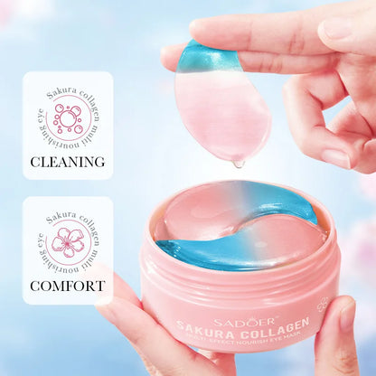 SADOER 60pcs Sakura Collagen Eye Masks — Anti-Dark Circle, Eye Bag Removal, Moisturizing & Firming Eye Patches