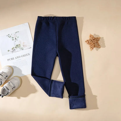 Winter Girls’ Fleece-Lined Thickened Trousers – Slim-Fit, Elastic Candy-Colored Pants to Keep Your Princess Cozy