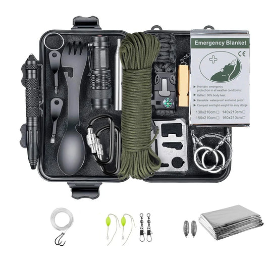 Professional Emergency Survival Kit - Multifunction Tactical Gear for Camping Hiking Wilderness Adventure and SOS Preparedness