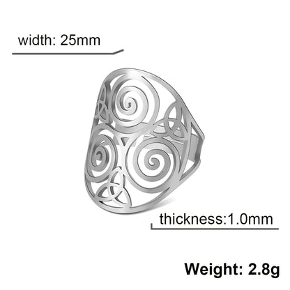 Triskelion Amulet Adjustable Ring – Celtic Knot Stainless Steel Ring for Men & Women, Wicca Vintage Jewelry Gift