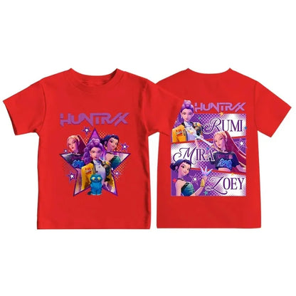 2025 KPop Demon Hunters Graphic T-Shirt – Summer Kids Short Sleeve Top for Girls and Boys, Comfortable Movie-Inspired Tee