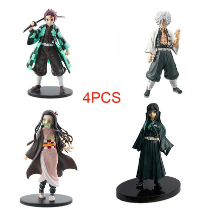 Anime Demon Slayer Kimetsu No Yaiba Action Figures – Tanjirou, Nezuko, Zenitsu & Inosuke PVC Model Toys