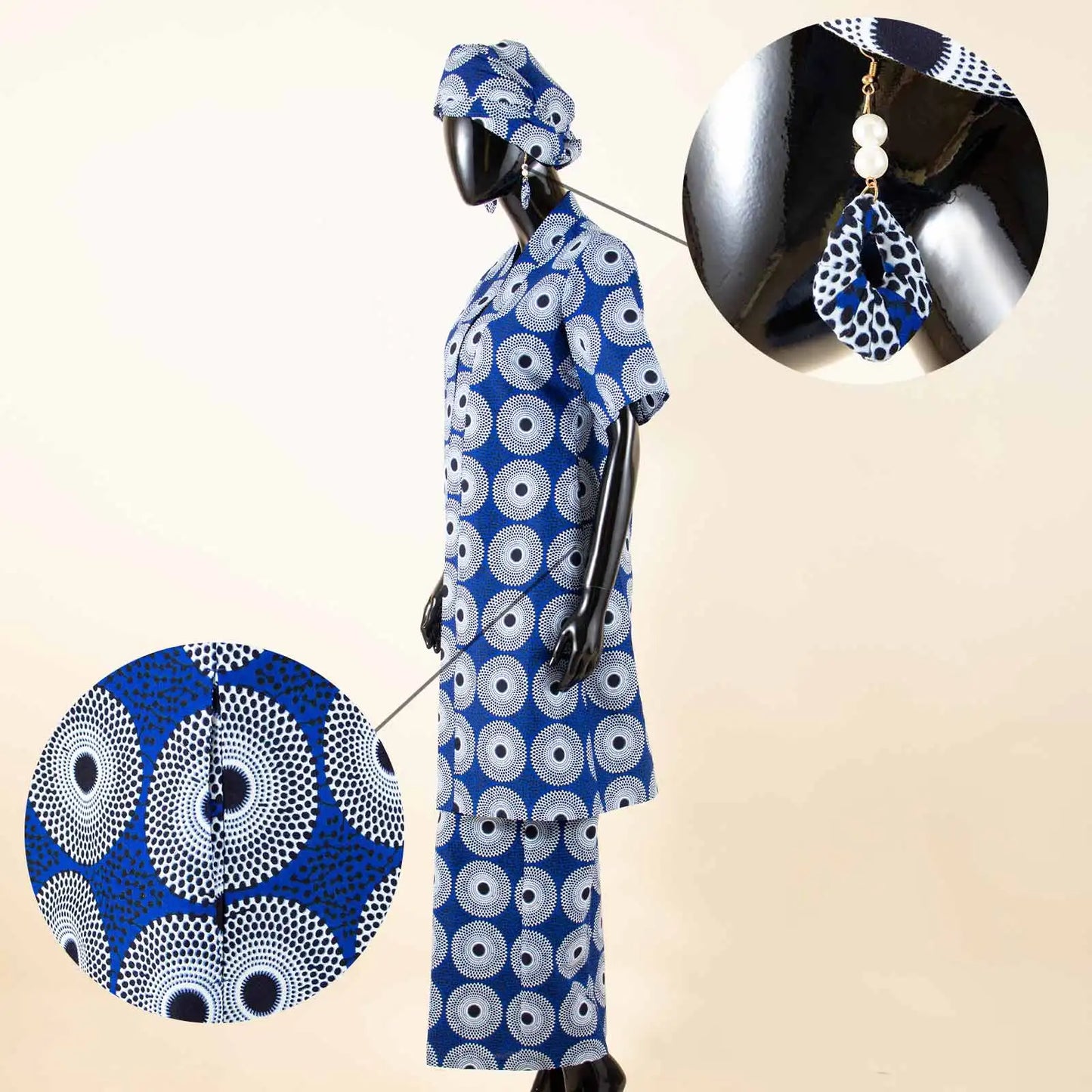 African Ankara 2-Piece Suit Set for Women - Traditional Print Jacket & Pants for Office, Business & Party Wear
