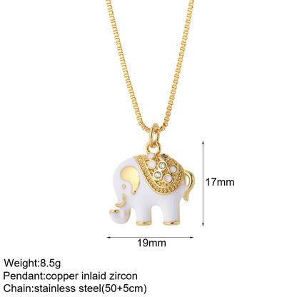 Heart Evil Blue Eye Sun Necklace – Cute Dog, Bee & Elephant Gold Pendant with Long Stainless Steel Chain for Women
