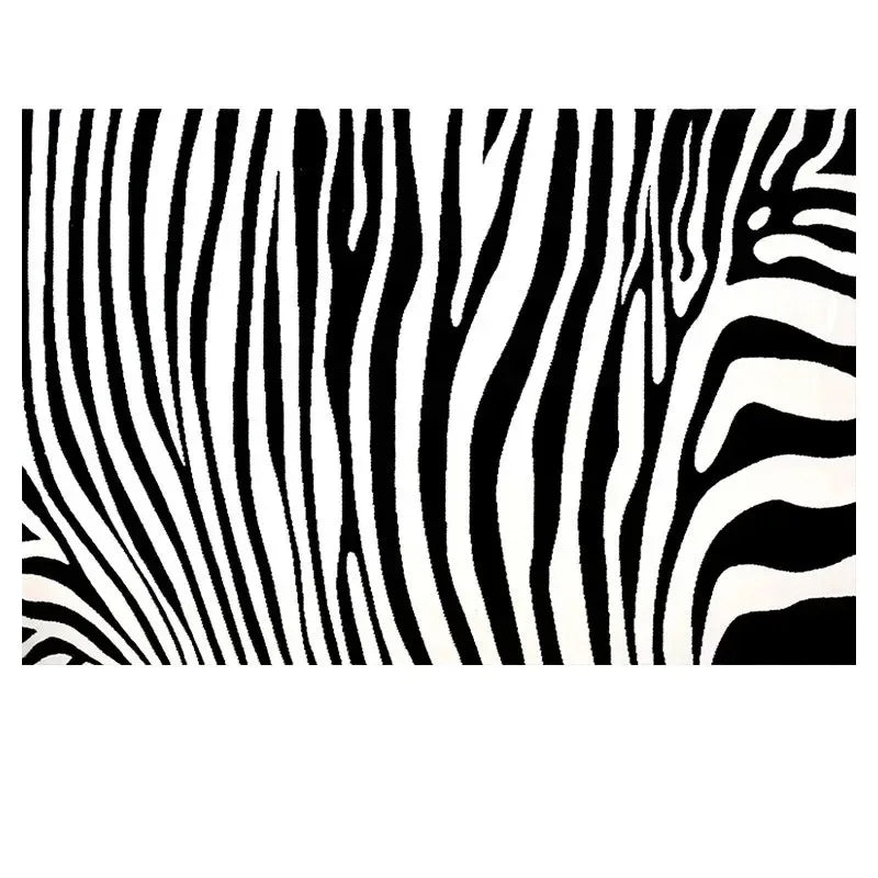 Light Luxury Black & White Plaid Rug — Fluffy Soft Carpet for Bedroom, Living Room, Study, and Home Decor