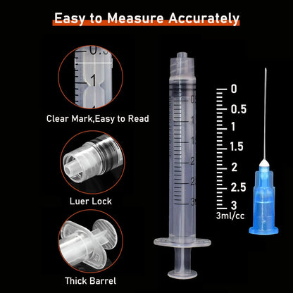 20 Pack 3ml Disposable Luer Lock Syringes with 23G 1" Stainless Steel Needles – Individually Sealed for Pet & Farm Animal Use