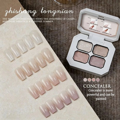 4-Color Nude Gradient Nail Art Gel - Semi-Permanent Soak-Off UV Gel Polish