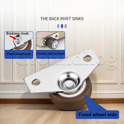 4Pcs Silent Rubber Casters | Low Profile Drawer Wheels for Furniture, Kitchen Cabinets, Tables, Side Installation Replacement