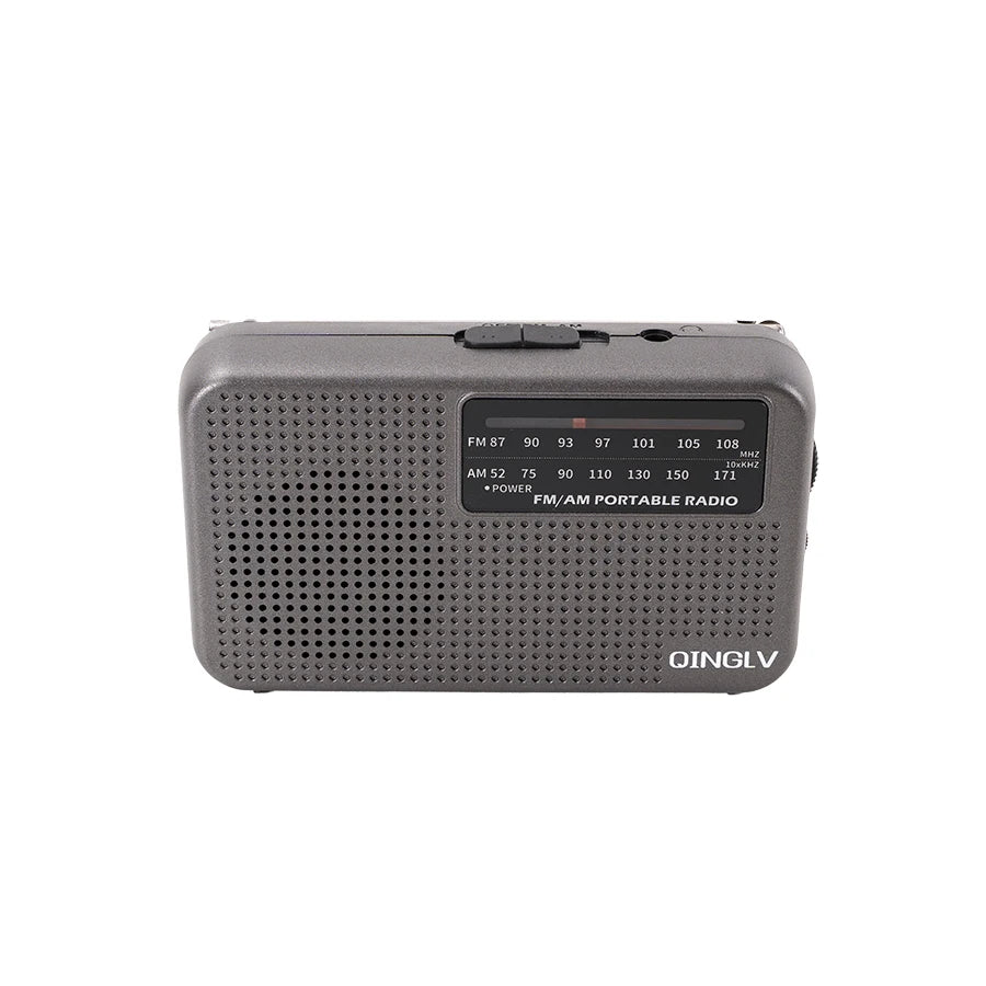 Mini FM/AM Two-Band Radio — 1W Loud Speaker with 3.5mm Headphone Jack & 180° High-Performance Antenna for Home Use