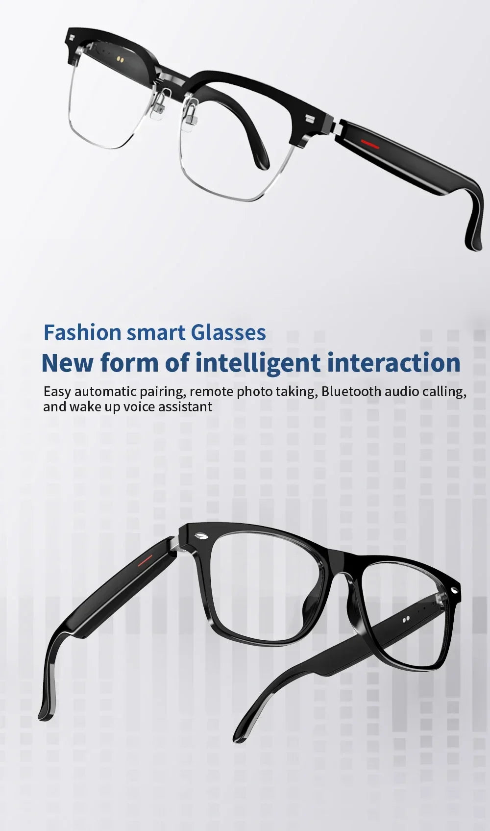 Hiwego Smart Glasses – Blue Light Filtering Polarized Lenses with Audio, Built-in Mic, Speakers, Touch & Voice Assistant for Music