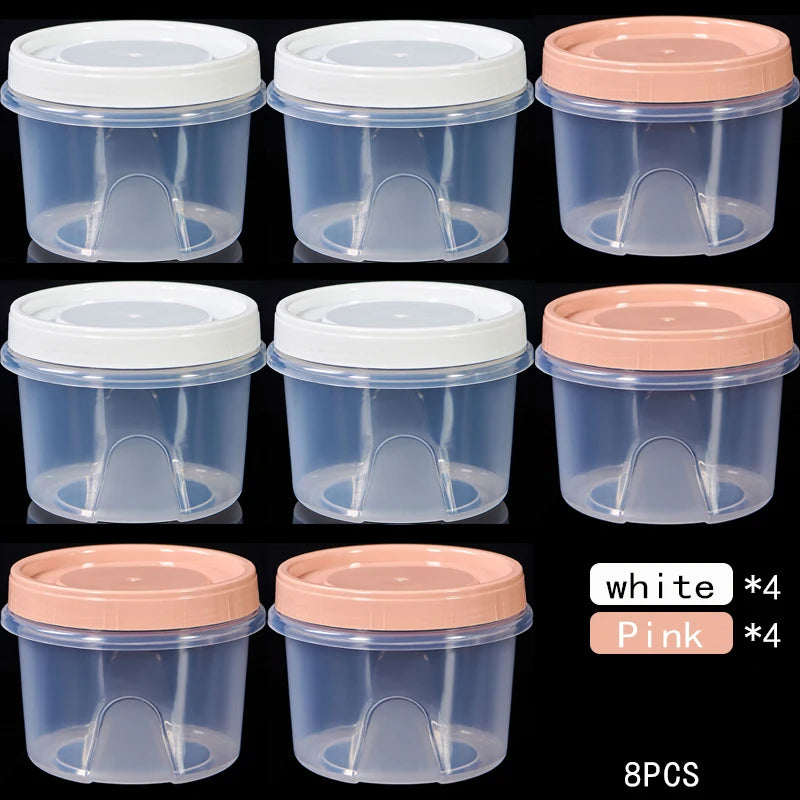 8Pcs 500ml Food Storage Containers - Round Sealed Fresh Keeping Boxes for Refrigerator, Fruits, Snacks & Microwave Heating