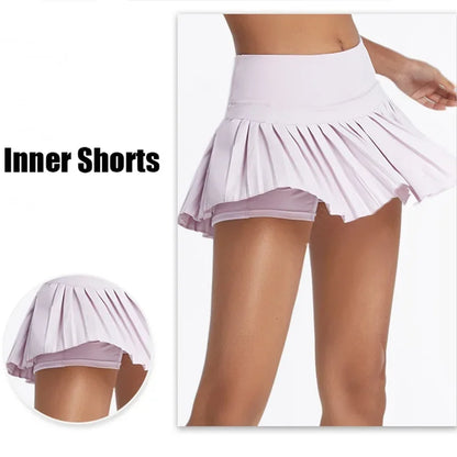 Women’s Cloud Rise High Waist Tennis Skort – Pleated Pocket Sports Skirt for Golf, Running & Gym XS-XXL