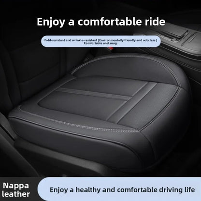 Nappa Leather Car Seat Cover - Anti-Slip Full-Wrap Front Seat Protector Cushion Mat for Drivers