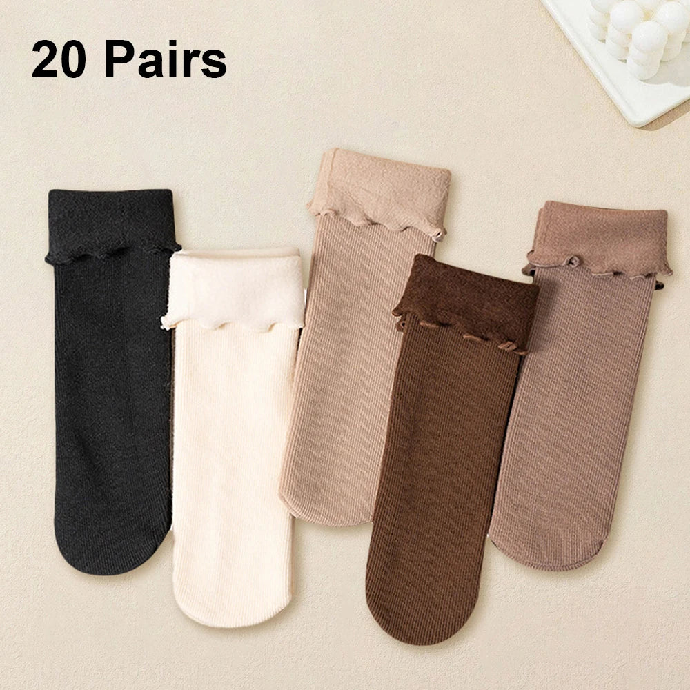 5/10/20 Pairs Women’s Winter Warm Socks — Thick Thermal Cashmere Wool Short Socks for Boots & Home