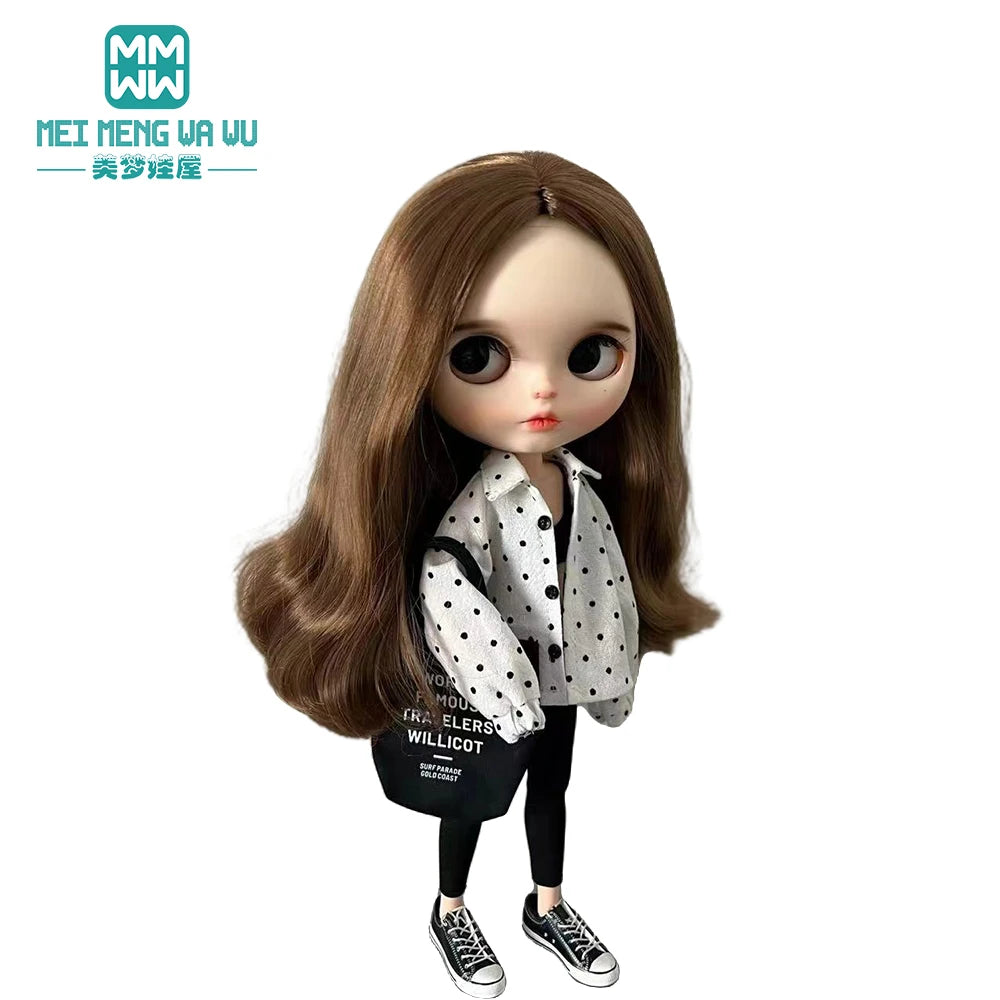 Doll Clothes Set — Fashion Polka Dot Shirts, Sundresses & Sweatshirts for Blythe, Azone, OB22, OB24 Doll Accessories