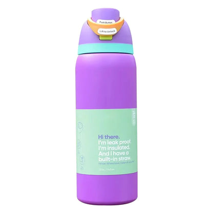 32oz Vacuum Insulated Stainless Steel Water Bottle with Straw – Thermal Cup for Outdoor Sports, Camping & Hiking