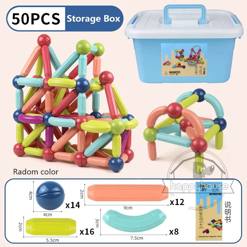 Magnetic Building Blocks Set – Montessori Educational Stick & Rod Constructor Toys for Kids Boys & Girls