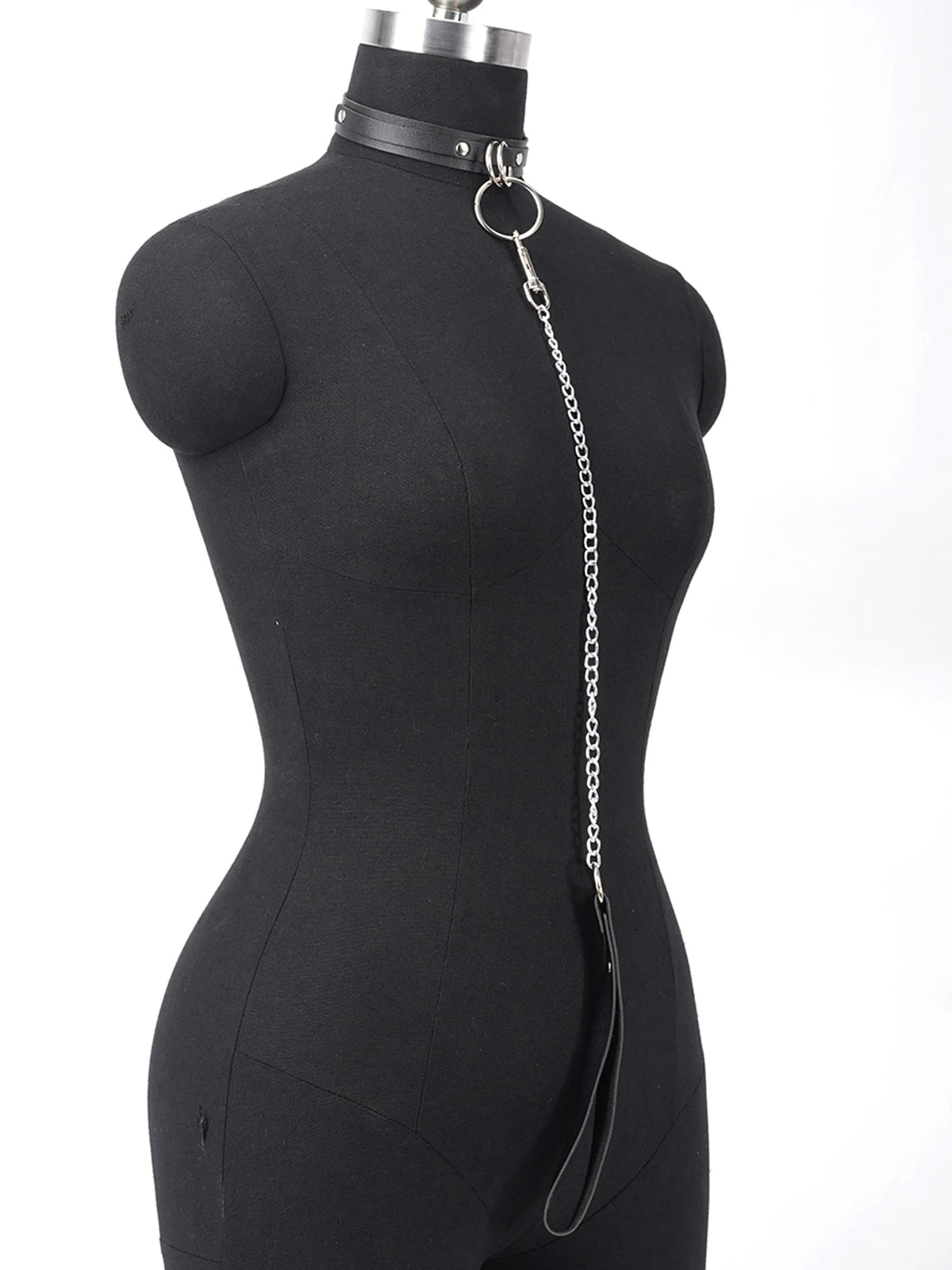 Women's PU Leather Collar with Leash Chain - Adjustable Detachable Choker for Parties & Costume Accessories