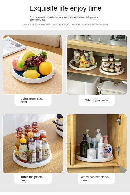 1/4PCS 360° Rotatable Anti-Slip Kitchen Storage Rack – Round Multi-Functional Organizer for Condiments & Tableware