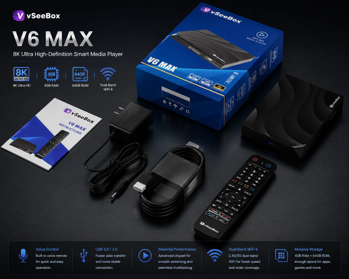 vSeeBox V6 Max Media Streaming Device + Free S7 Pro - Combo Deal with US Shipping