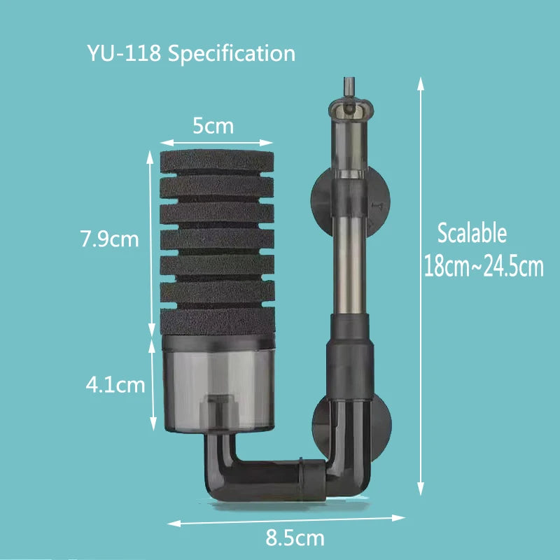 Aquarium Sponge Filter with Air Pump – Bio Skimmer & Biochemical Filter for Fish Tanks
