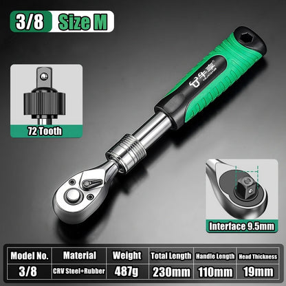 # Telescopic Ratchet Wrench Set - 72-Tooth Quick Release Adjustable Head Tool for Automotive Repair