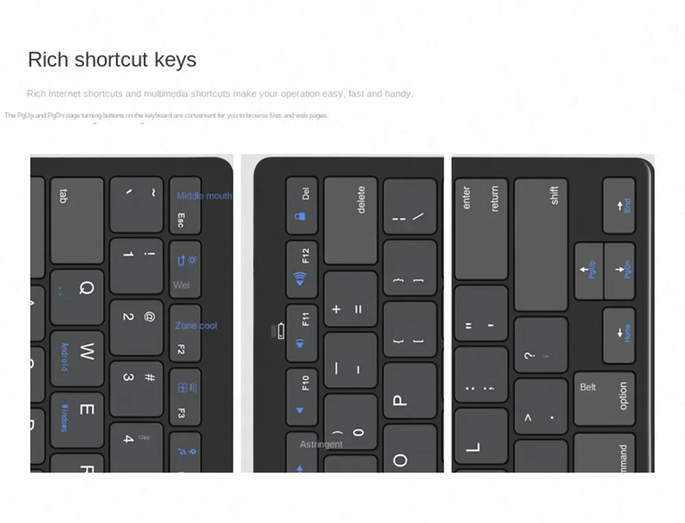 Mini Portable 78-Key Wireless Bluetooth Keyboard for PC, Tablet, iPad & Mobile Phones