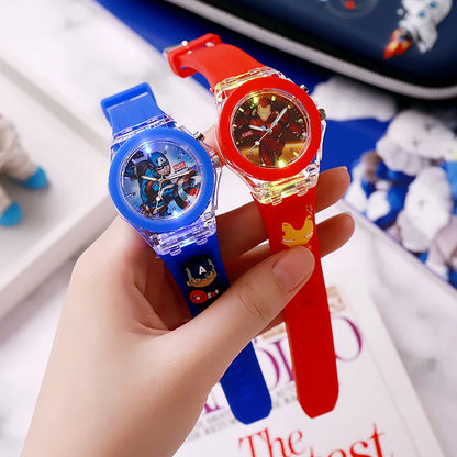 Mickey Kids Flash Light Watch - Rubber Strap Cartoon Toy Clock Gift for Girls