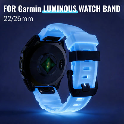 22mm/26mm Luminous Silicone Watch Band for Garmin Fenix, Tactix, Epix Pro and Enduro 3 - Quick-Release Sport Replacement Strap