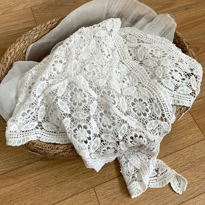 French Countryside Bohemian Waist Belt Scarf – Triangular Lace Handkerchief Knitted Fashion Waist Tie Accessory