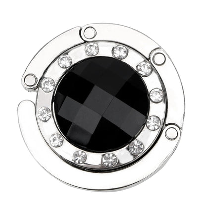 Crystal Alloy Foldable Table Hook: Round Portable Desk Hanger for Hanging Purse Bag