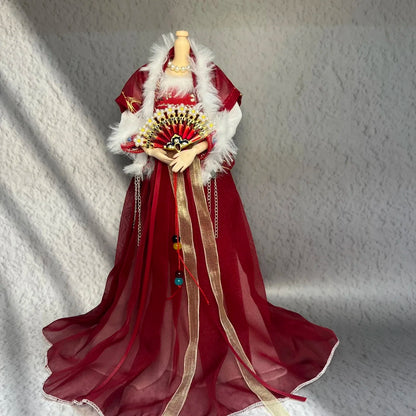 30cm 1/6 Scale Female Soldier Doll Outfit – Ancient Style Hanfu Cloak Suit for 12-Inch Action Figures, Toy Gift