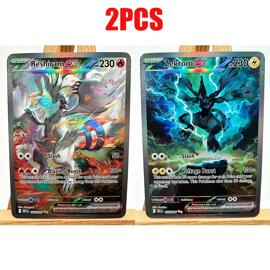 PTCG White & Black Victini Zekrom Reshiram Cards - English Anime Trading Card Collection
