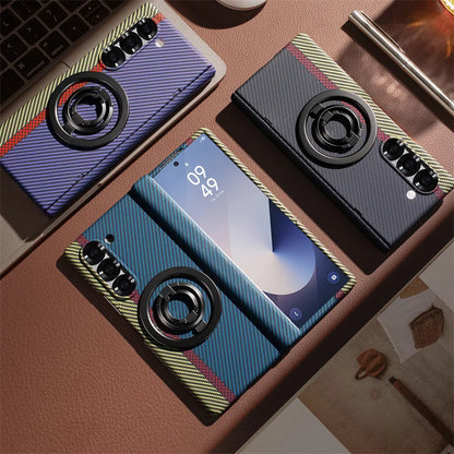 Samsung Galaxy Z Fold 3/4/5/6/7 Case – 360° Full Protection with Screen Glass, Hinge Bracket & Carbon Fiber Cover
