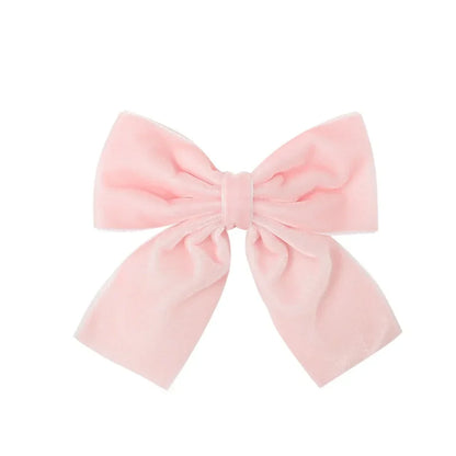 4.3-inch Velvet Bow Hair Clips for Girls – Handmade Barrettes in Black, White, Red, Pink, Blue, Yellow, Kids Hair Accessories