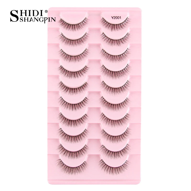 SHIDISHANGPIN 5/10 Pairs Cat Eye False Lashes – 3D Mink Half Lashes, Eyelash Extensions for Natural Makeup, Faux Cils Maquiagem