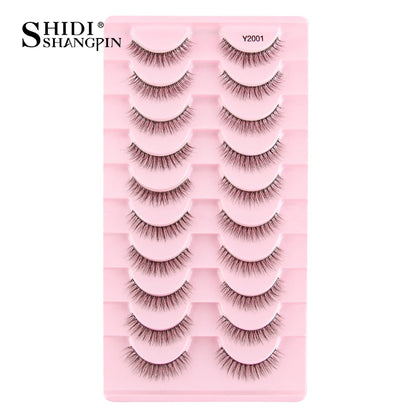 SHIDISHANGPIN 5/10 Pairs Cat Eye False Lashes – 3D Mink Half Lashes, Eyelash Extensions for Natural Makeup, Faux Cils Maquiagem