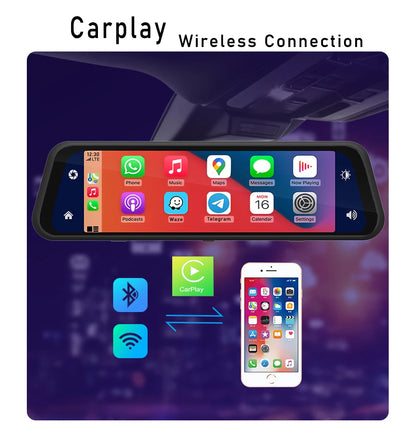 4K 2160P Dash Cam – Car DVR with CarPlay, Android Auto, Rearview Mirror Streaming, GPS, 5G WiFi, FM Radio, AUX