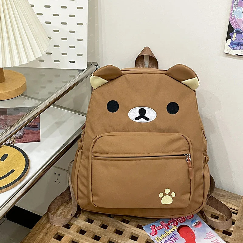 Rilakkuma Anime Backpack — Cute Relax Bear School Bag for Women, Girls & Boys, Outdoor Travel Rucksack Gift