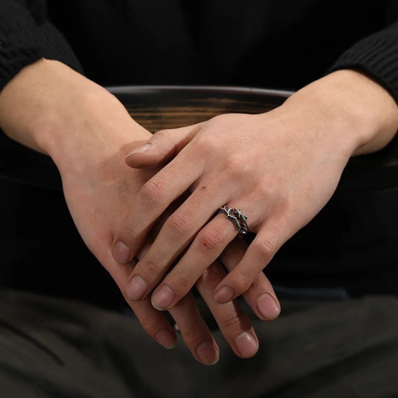 925 Silver Retro Vine Branch Ring for Men – Creative Open Adjustable Finger Jewelry