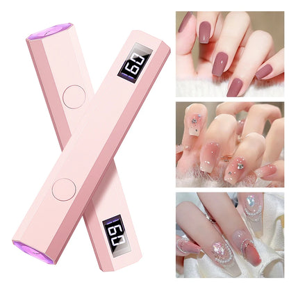 Portable Mini Nail Lamp with Timing Display – Rechargeable UV LED Flashlight Nail Dryer for Quick Family Use