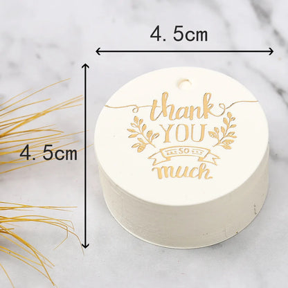 50PCS 4.5cm Bronzing Round Garment Tags – “Thank You” Paper Hang Tags for Clothing, Shoes, Packaging & DIY Crafts