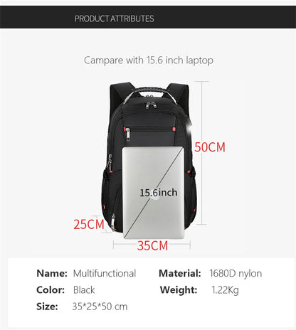 Swiss Multifunctional 17 Inch Laptop Backpack – Durable Travel Bag with USB Charging Port, Water-Resistant College Bookbag