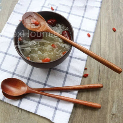 6-Piece Bamboo Wooden Spoon Set – 9” Korean Style Natural Wood Spoons for Soup, Cooking & Mixing