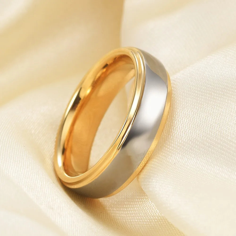Classic 4/6mm Tungsten Wedding Band – Rose Gold Curved Stainless Steel Ring for Men & Women Couples Jewelry