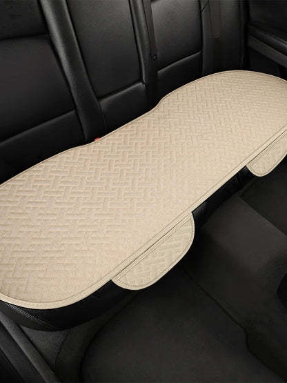 Universal Linen Car Seat Cushion - All-Season Driver Seat Cover with Waist Support
