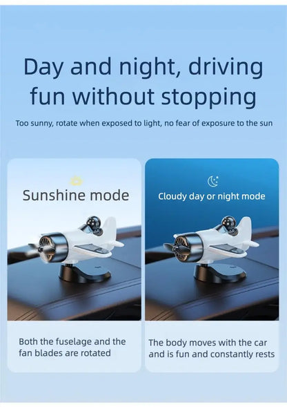 Solar-Powered Rotating Airplane Dashboard Ornament - 360° Spinning Car Interior Decoration
